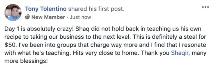 Comment from one of Shaqir's students